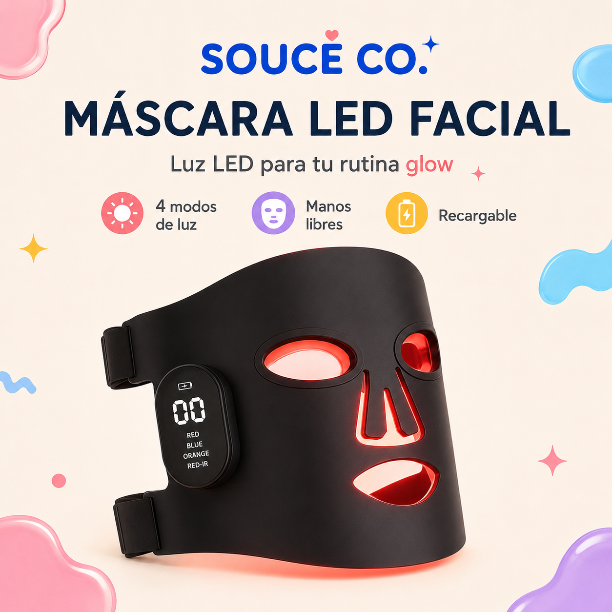 LumiMask LED™ - Máscara Facial de Luz LED