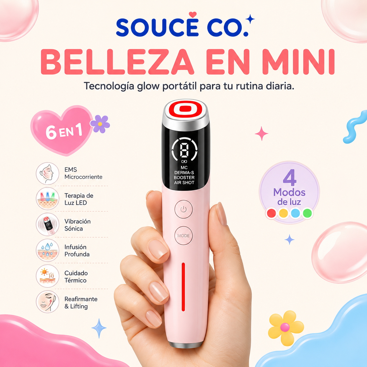Souce® GlowLift™ - Masajeador Facial 6 en 1