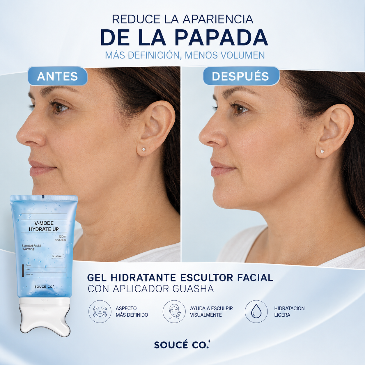 SOUCÉ™ Peptide Gua Sha Sculpting Gel | Ayuda a Definir Papada y Cuello