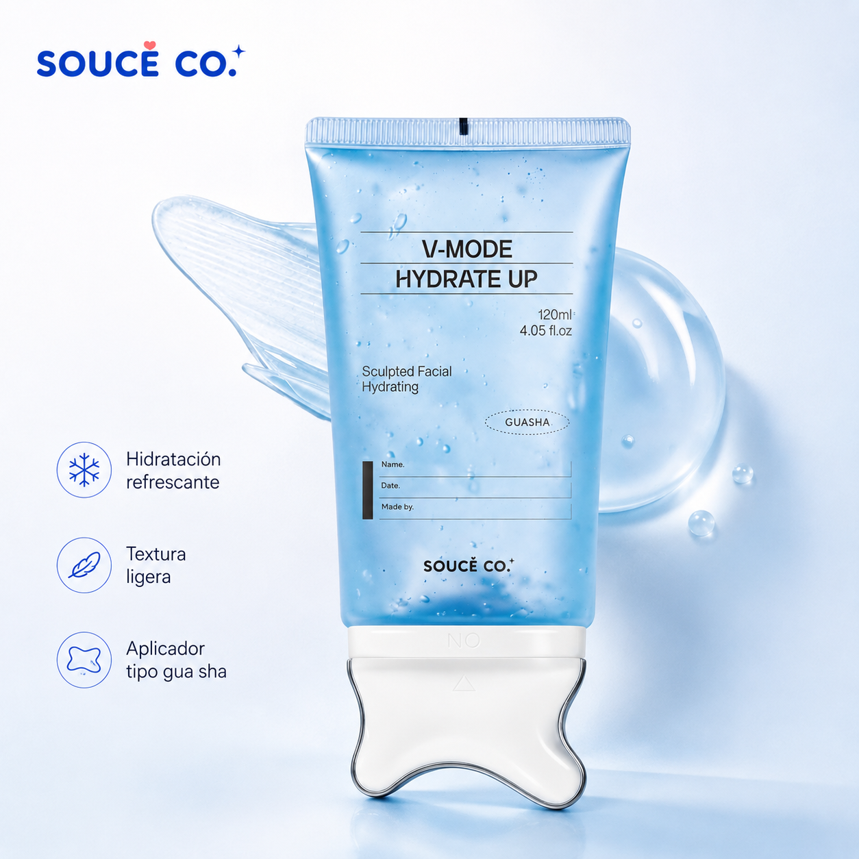 SOUCÉ Peptide Gua Sha Sculpting Gel - gel hidratante escultor facial